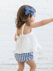 Helena Seersucker Ruffle Bloomer - Marino Gingham