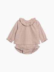 Dorothy Poplin Ruffle Collar Shirt and Bloomer Set