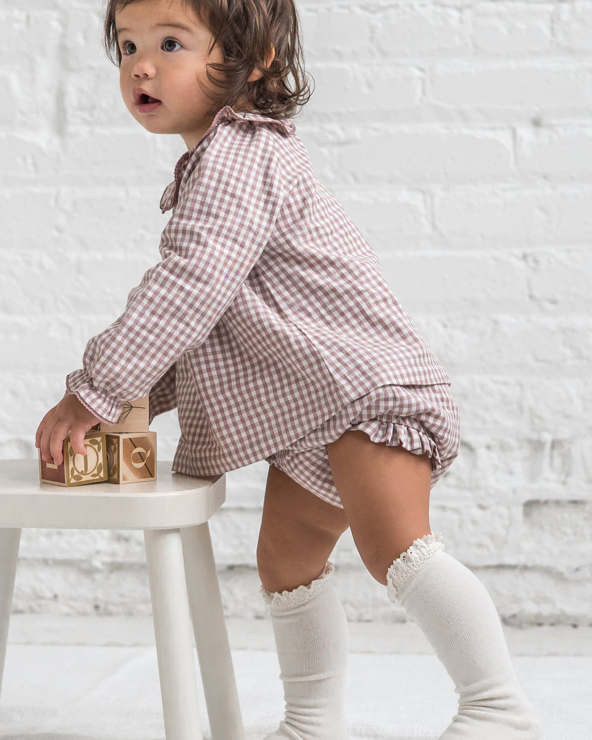 Dorothy Poplin Ruffle Collar Shirt and Bloomer Set