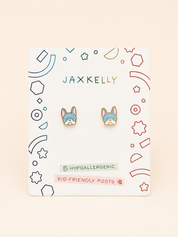 Frenchie Dog Enamel Flat Back Kids Earrings