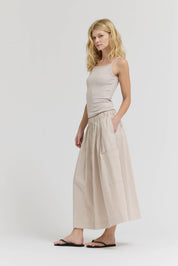 Pleat Waist Gingham Skirt