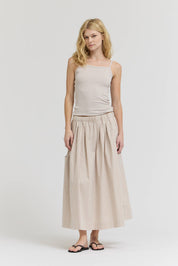 Pleat Waist Gingham Skirt