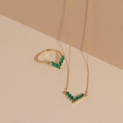 Chevron Ring - Green Onyx/Gold