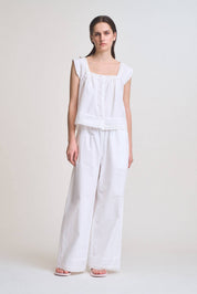 Eyelet Hem Detailed Cotton Pants