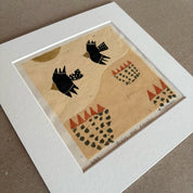 Birds and Barrels Handmade Print