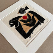 Pony with Spotted Bird Handmade Print