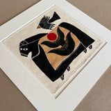 Pony with Spotted Bird Handmade Print