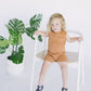 Henley Shorty Romper - Toasted Nut