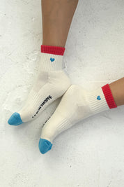 Embroidered Color Block Girlfriend Socks