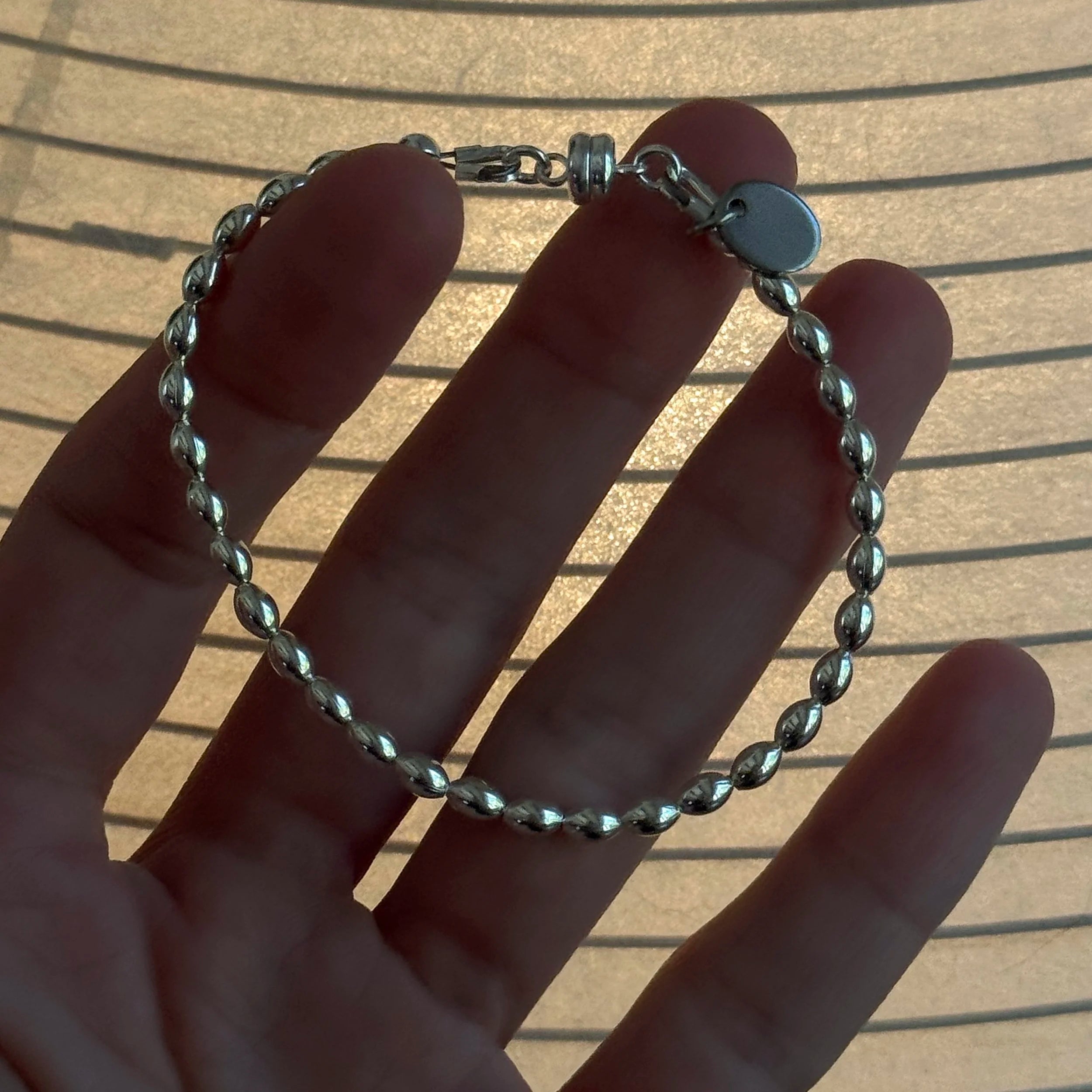 Oval Sterling Beaded Bracelet