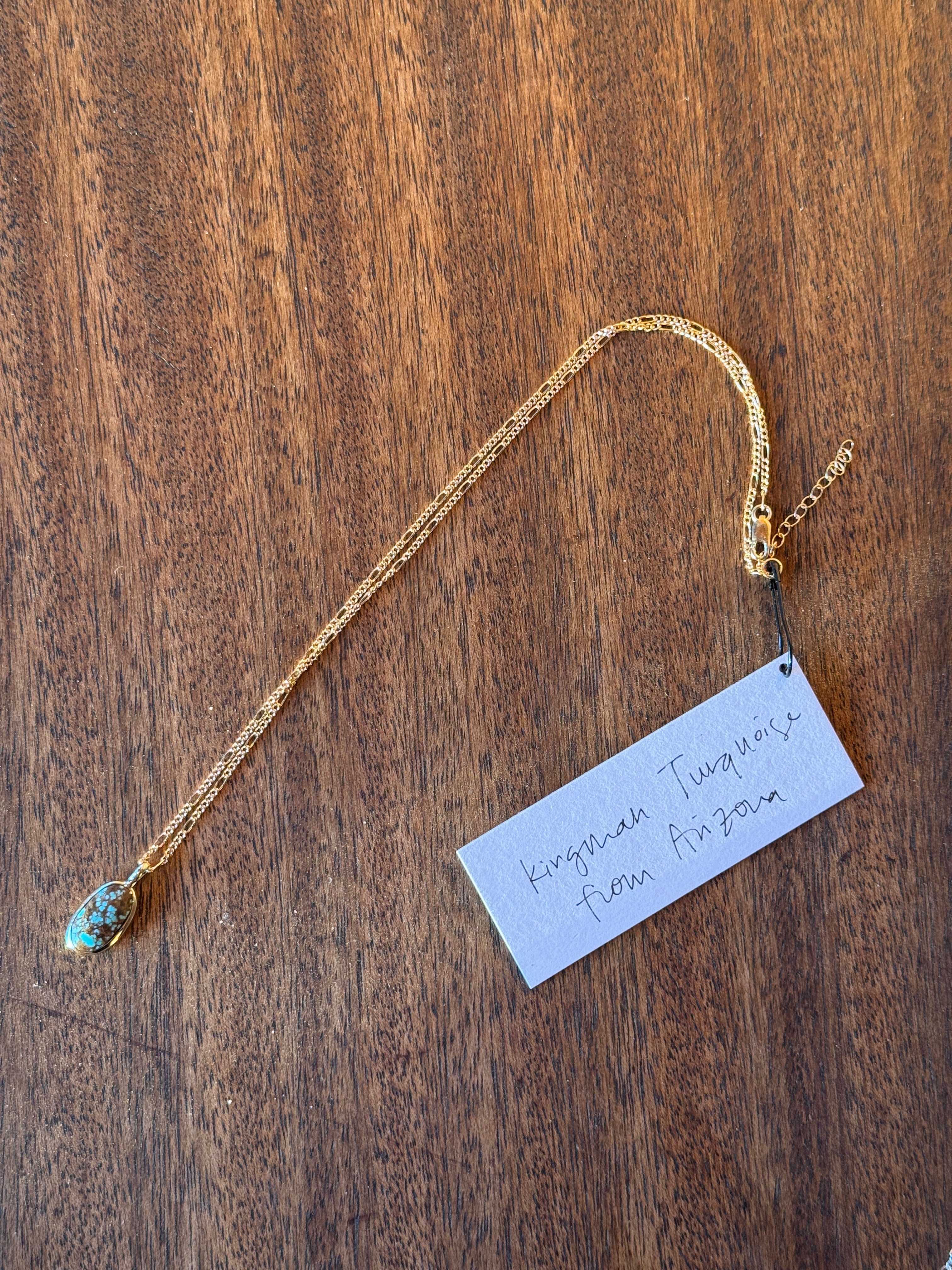 Seed Token Necklace- Yellow Bronze + Gold Fill / #8 Mine Turquoise