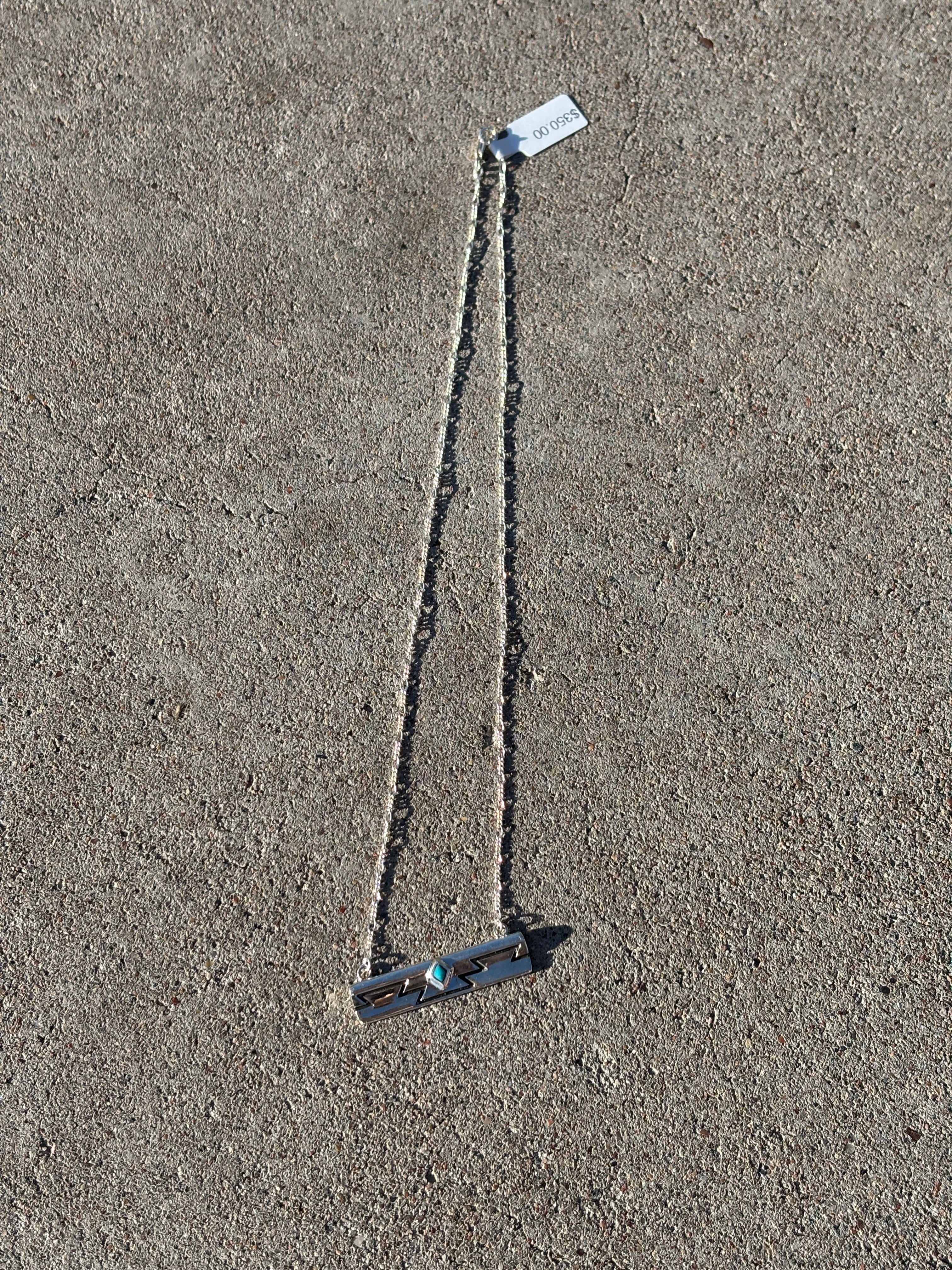 Chinle Cedar Bar Necklace - Turquoise/Sterling Silver