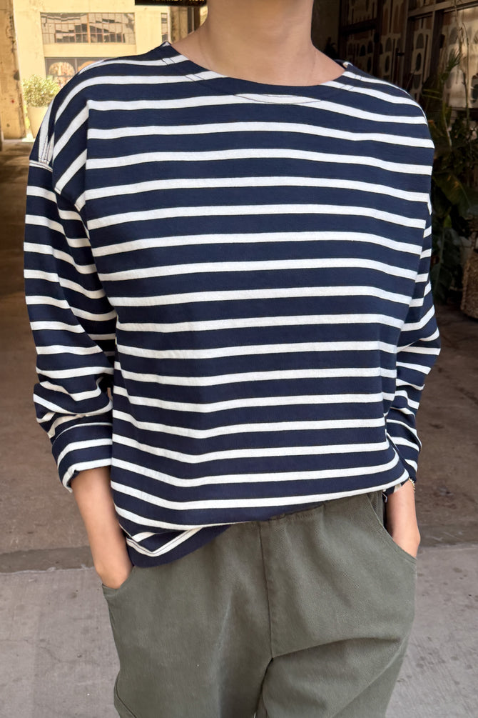 Sailor Top - White Stripe on Navy