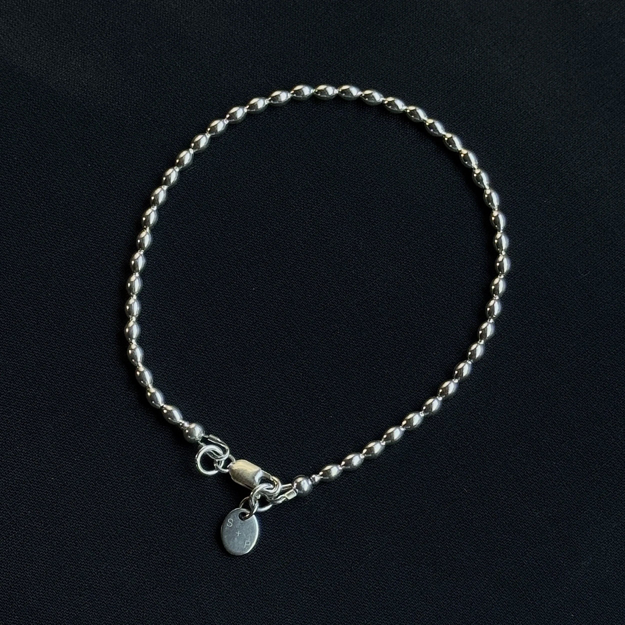 Oval Sterling Bead Anklet