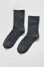 Charcoal/Black Polka Dot Sneaker Socks