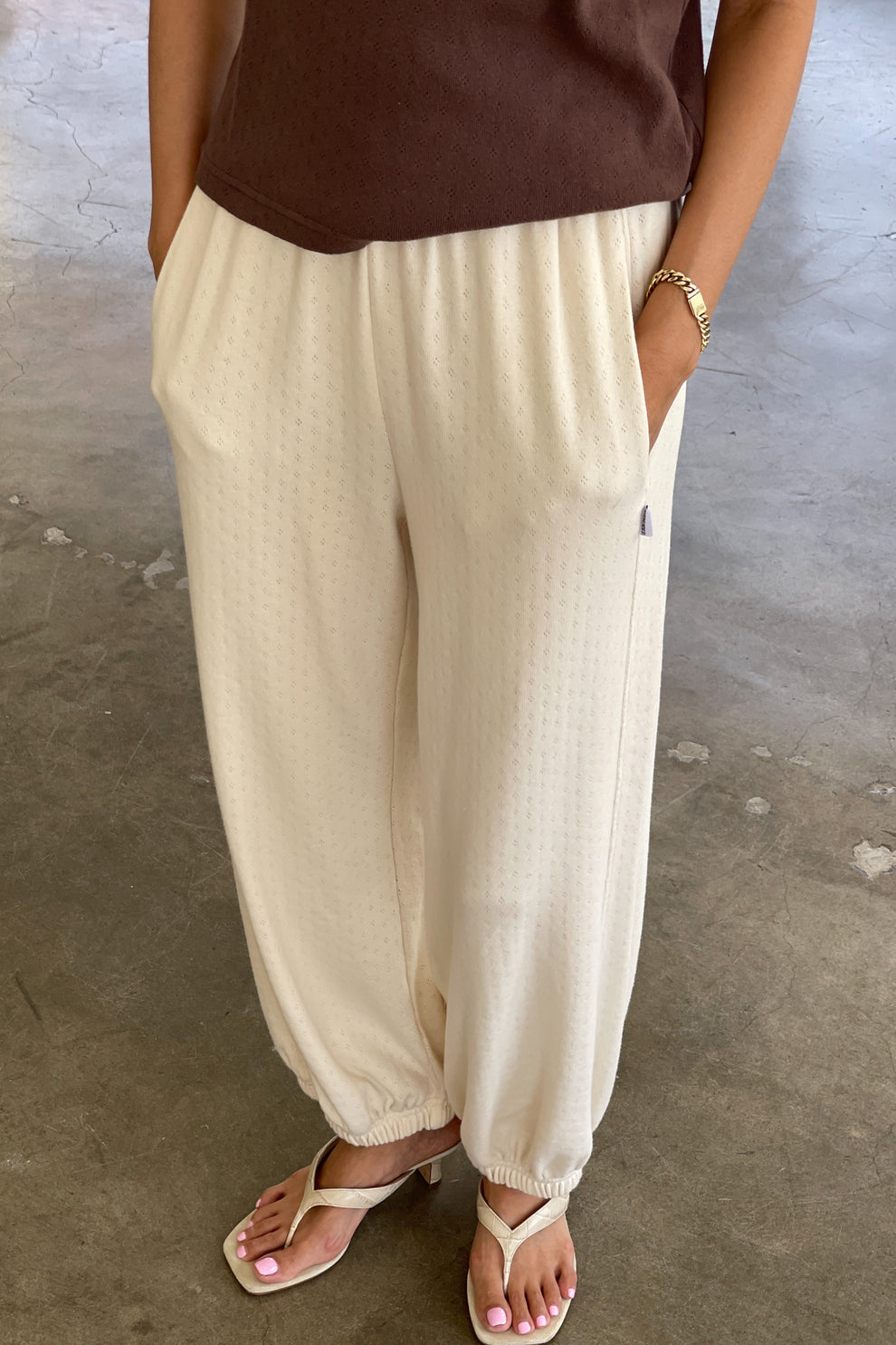 Pointelle Balloon Pants - Naturel