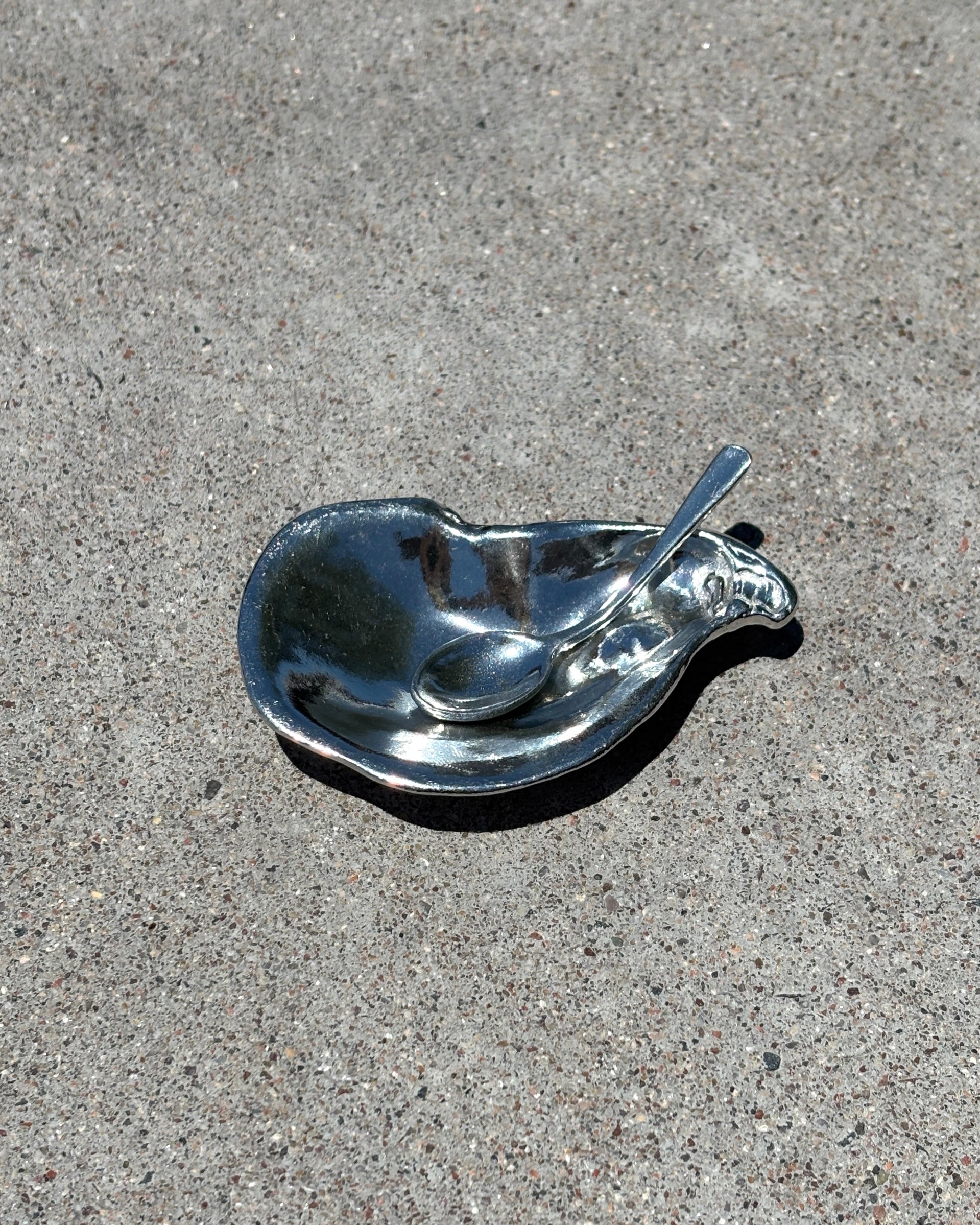 Oyster Shell Salt Cellar with Spoon