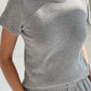 Pointelle Babe Tee - Melange Grey