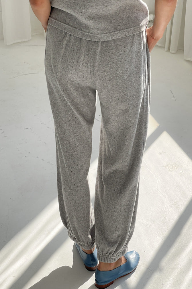 Pointelle Balloon Pants - Melange Grey