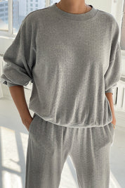 Pointelle Core Sweatshirt - Melange Grey