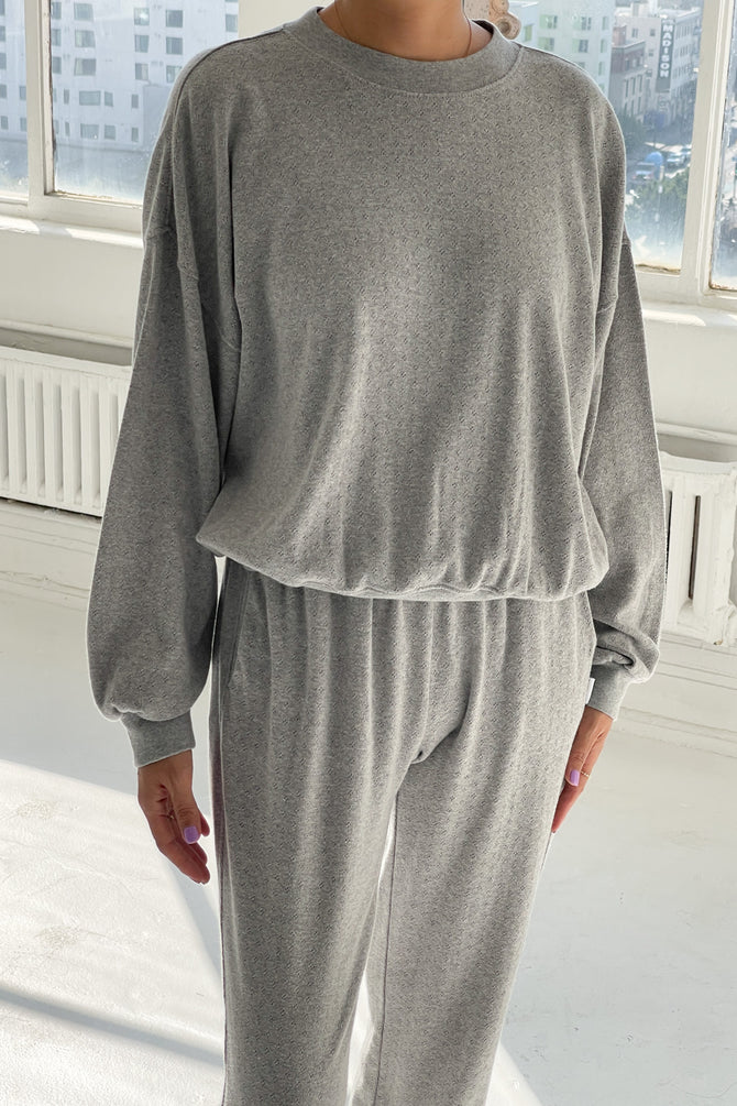 Pointelle Core Sweatshirt - Melange Grey
