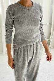 Pointelle Fundamental Tee - Melange Grey