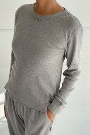 Pointelle Fundamental Tee - Melange Grey