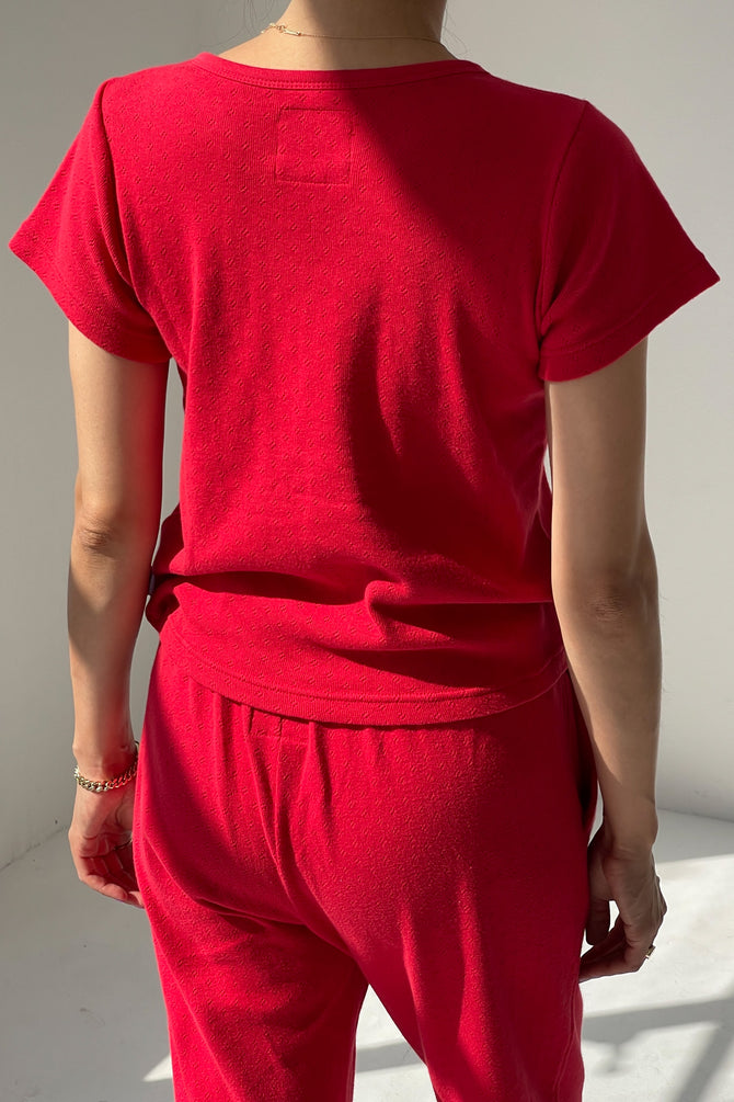 Pointelle Babe Tee - Red Apple