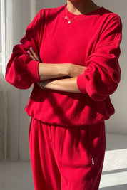 Pointelle Core Sweatshirt - Red Apple