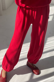 Pointelle Balloon Pants - Red Apple