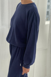 Pointelle Core Sweatshirt - Navy