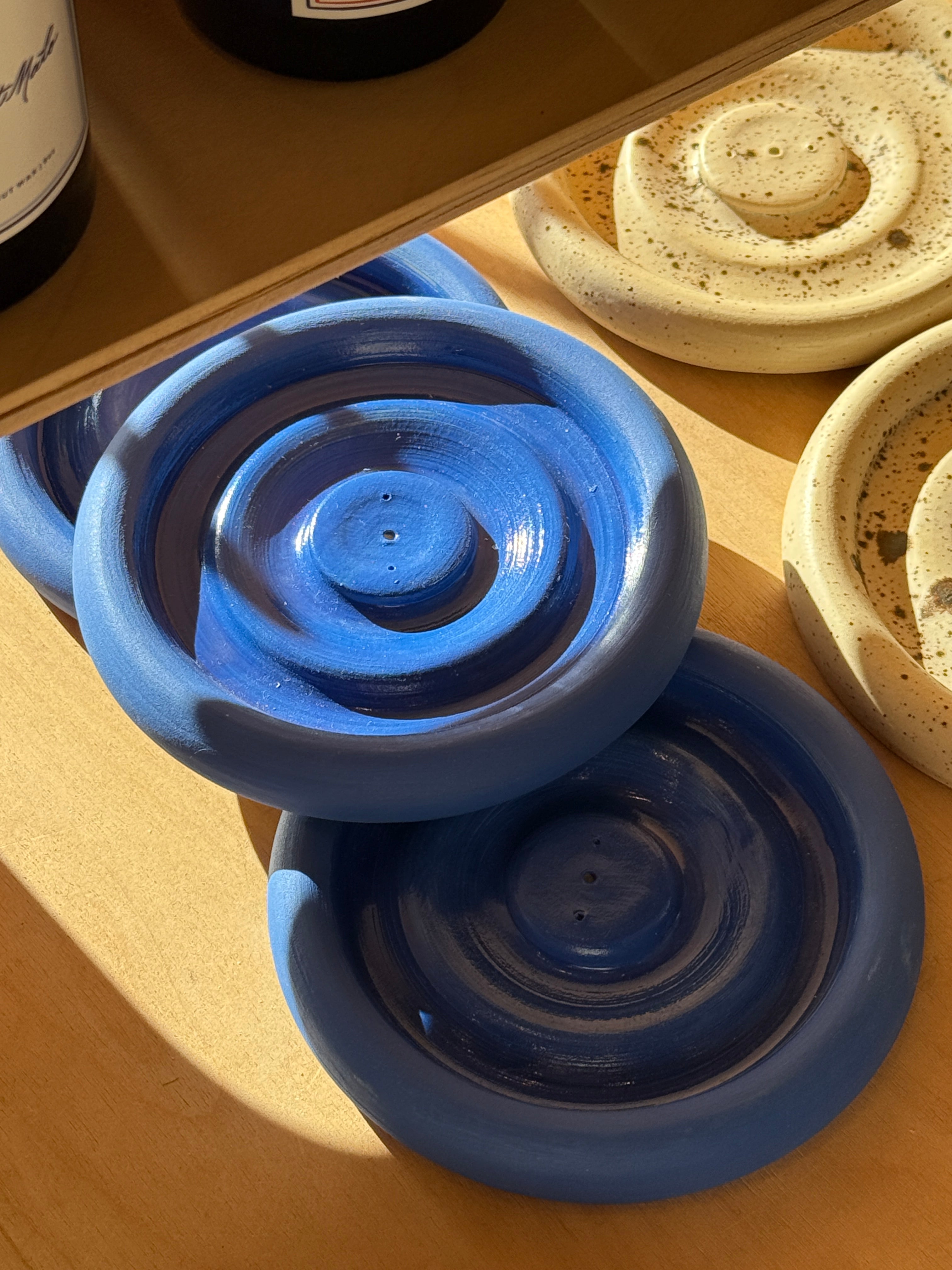 Cobalt Blue Wavy Incense Dish