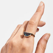 One Half Ring - Matrix Boulder Opal, Sterling Silver