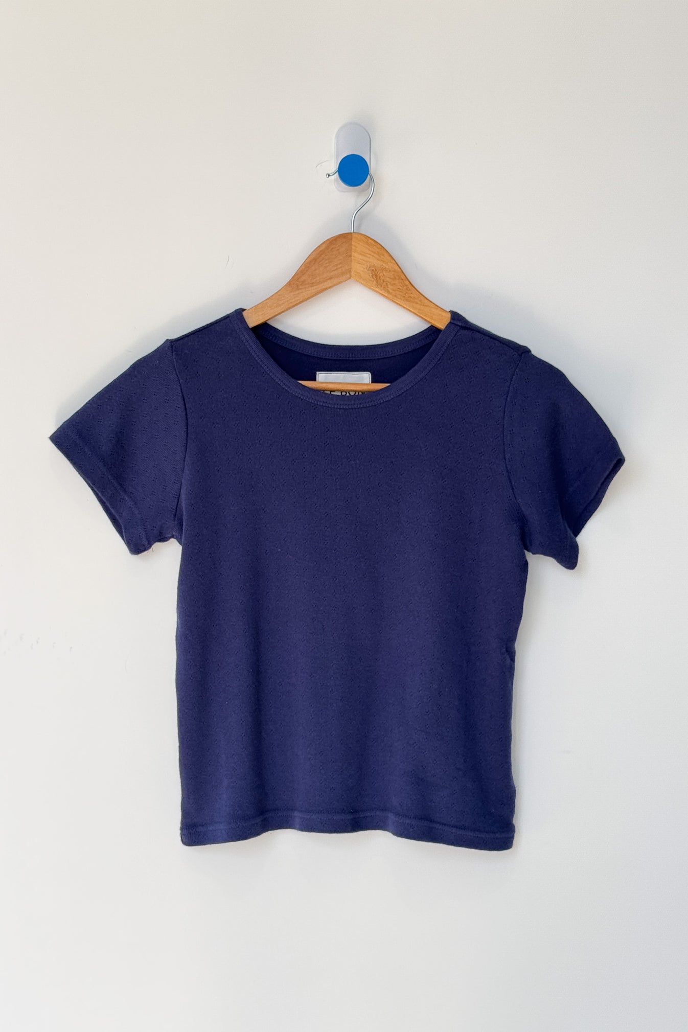 Pointelle Babe Tee - Navy