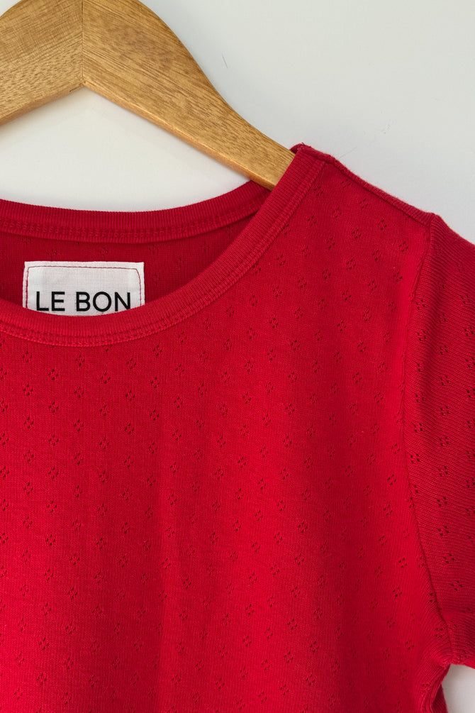 Pointelle Babe Tee - Red Apple