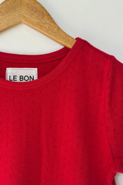 Pointelle Babe Tee - Red Apple