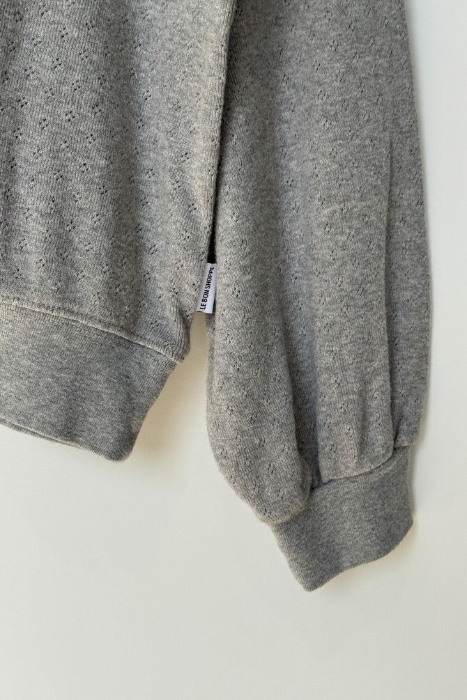 Pointelle Core Sweatshirt - Melange Grey