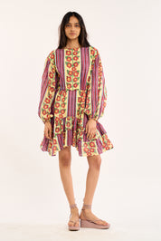 Mira Print Dress - Buttercream Iris