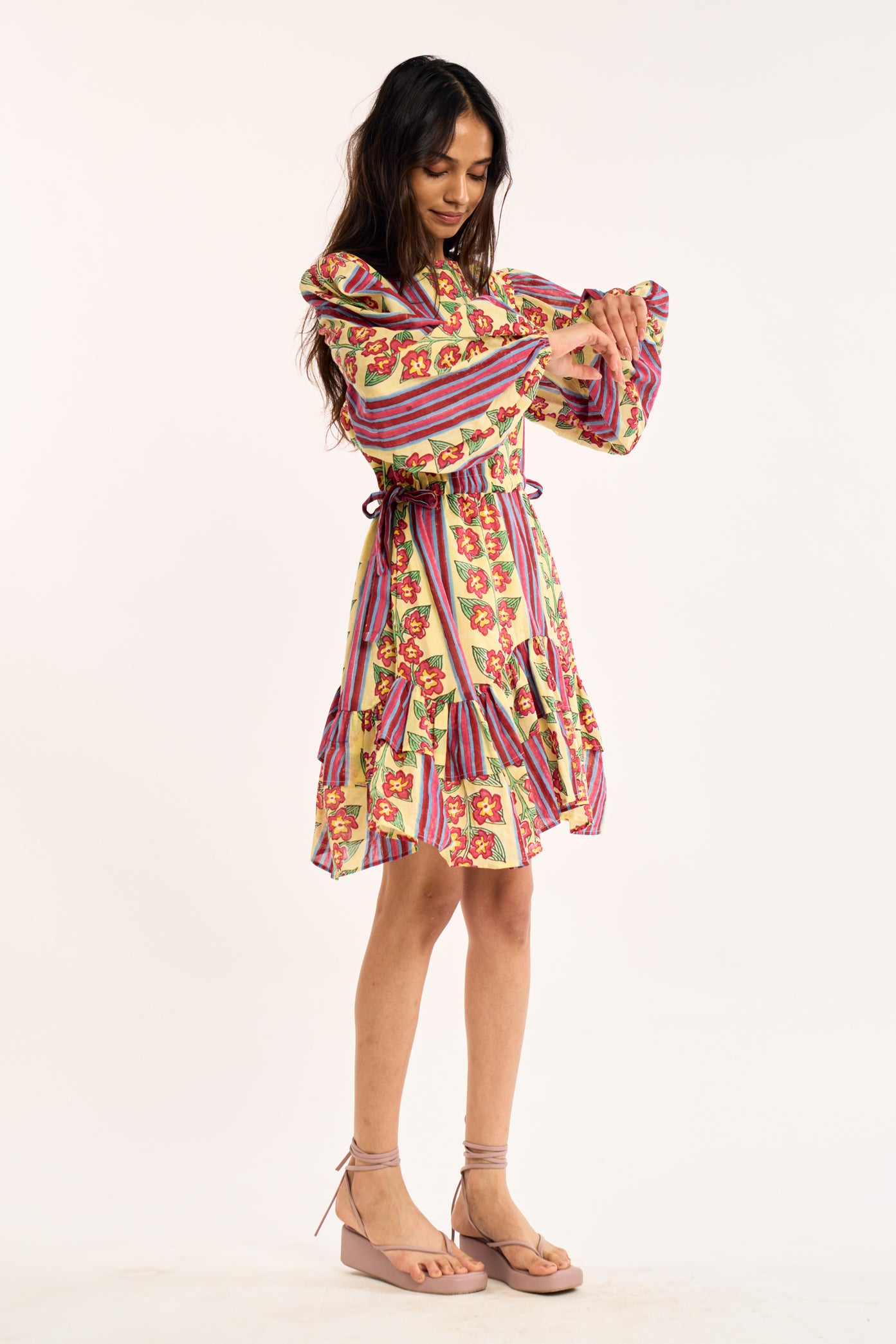 Mira Print Dress - Buttercream Iris