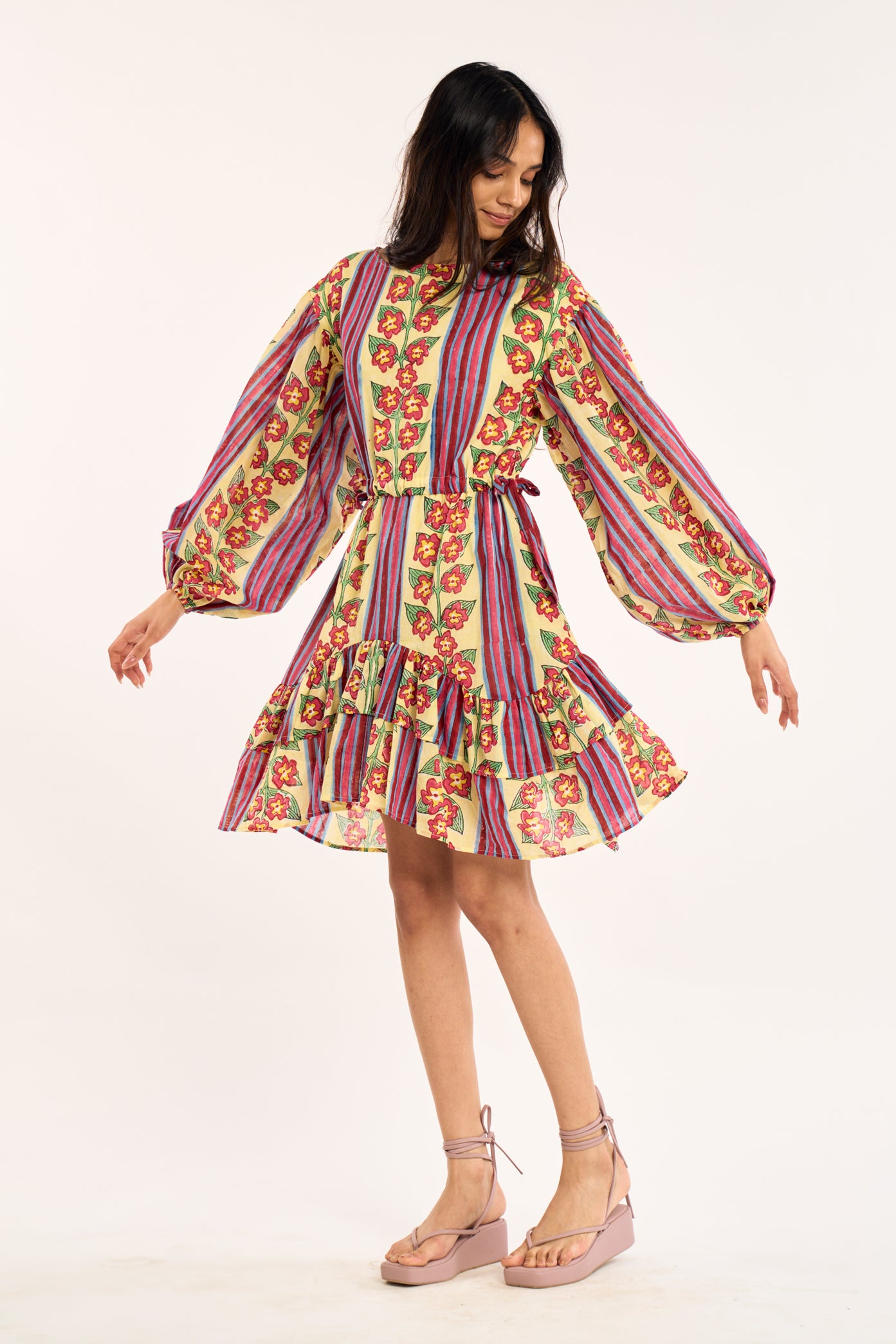 Mira Print Dress - Buttercream Iris