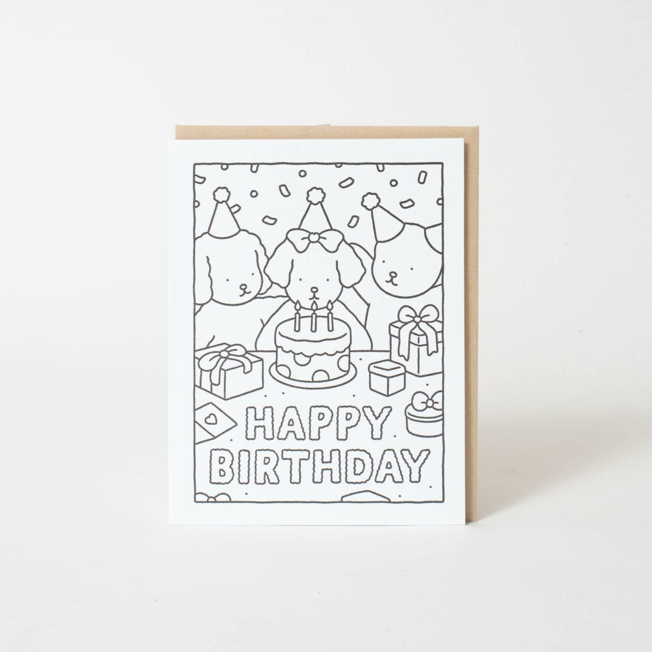 Happy Birthday Cake Party DIY Coloring Card