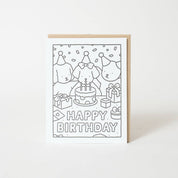 Happy Birthday Cake Party DIY Coloring Card