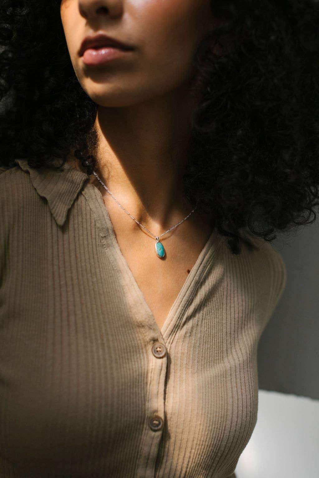 Seed Token Necklace - Sterling Silver/ Turquoise