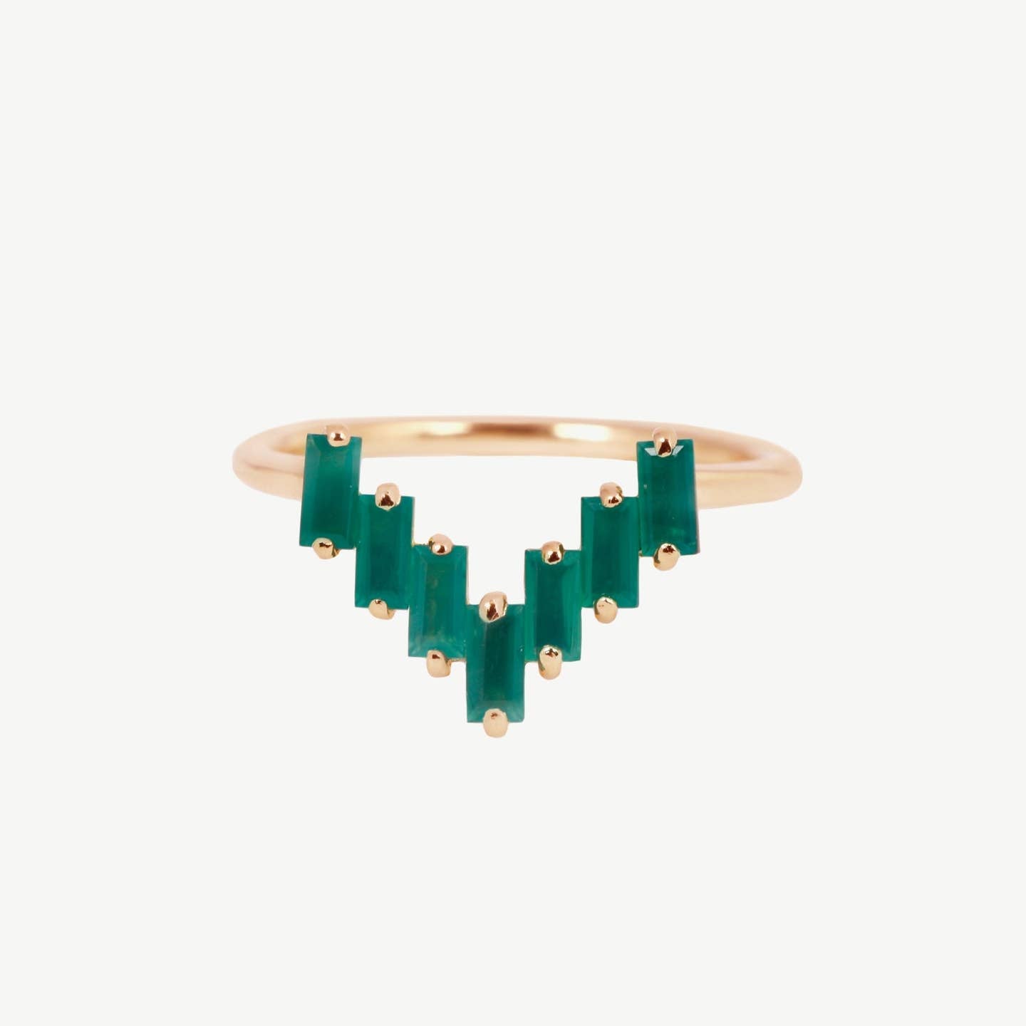 Chevron Ring - Green Onyx/Gold