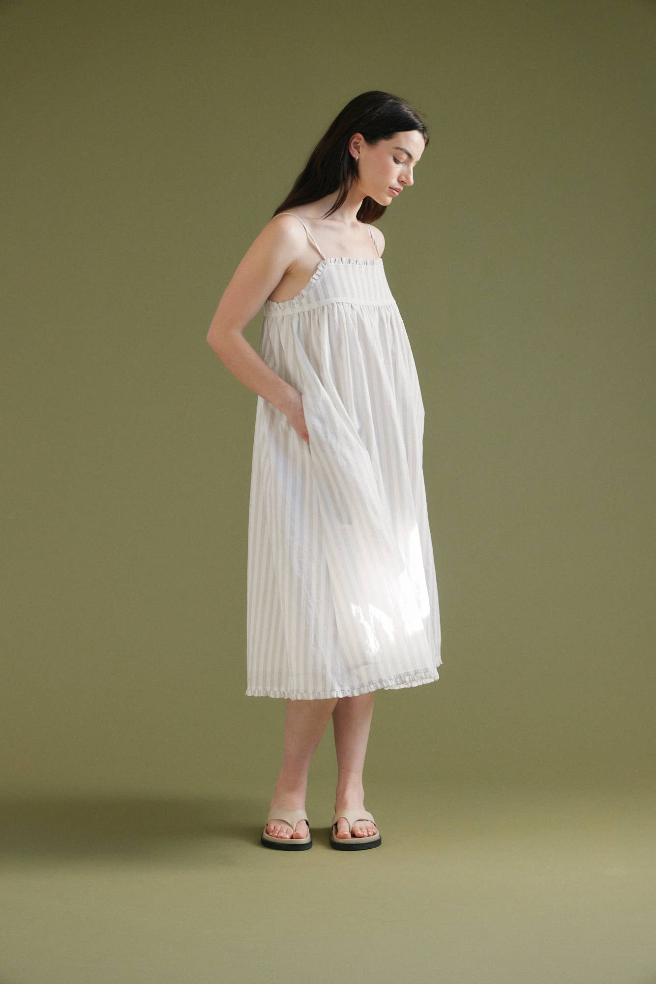 Embroidered Detail Top Striped Dress