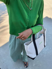 Washed Stripe Trouser - Green