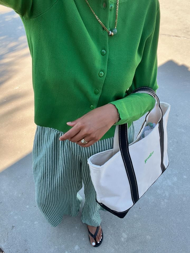 Washed Stripe Trouser - Green