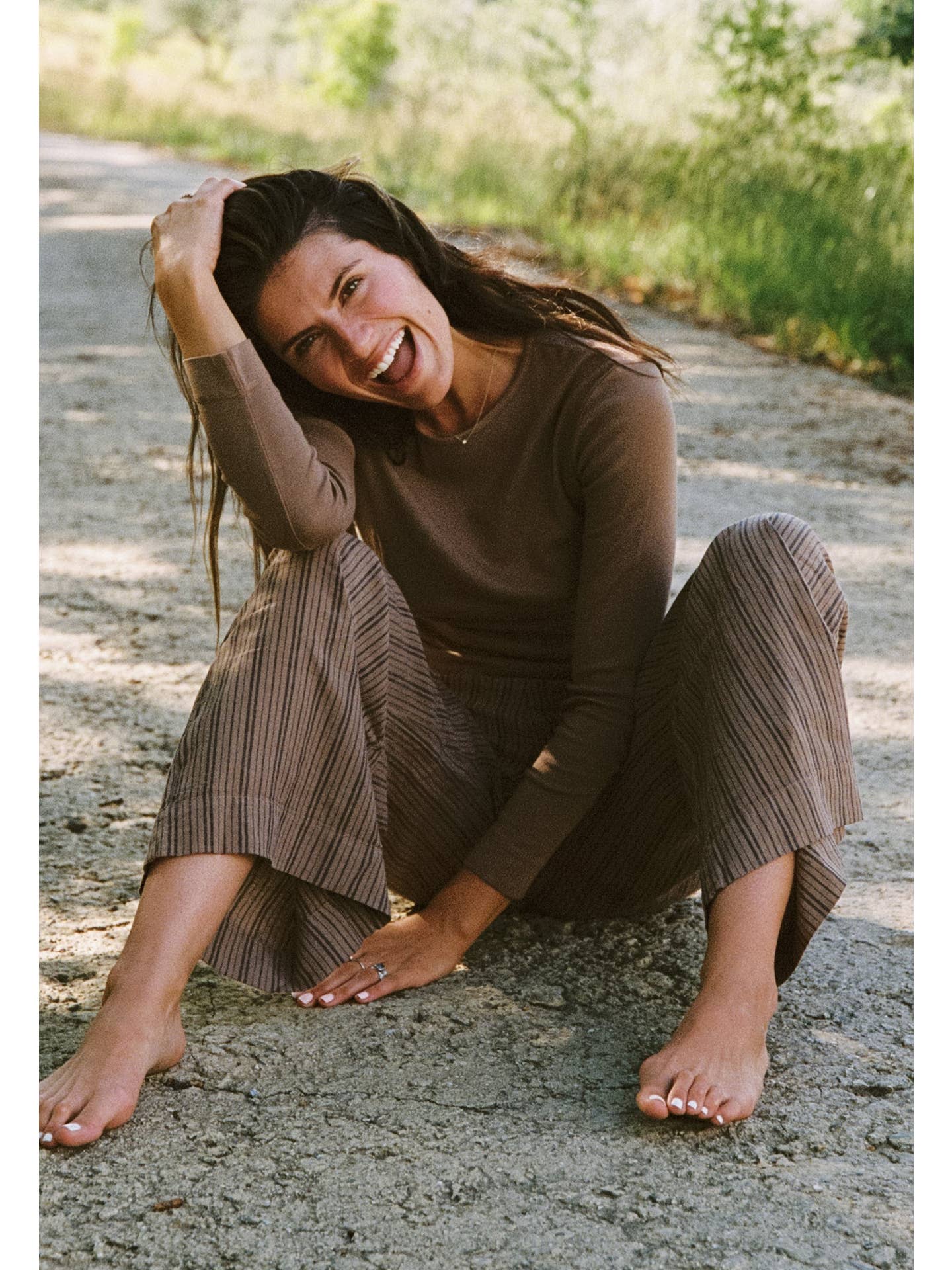 Washed Stripe Trouser - Chestnut Stripe