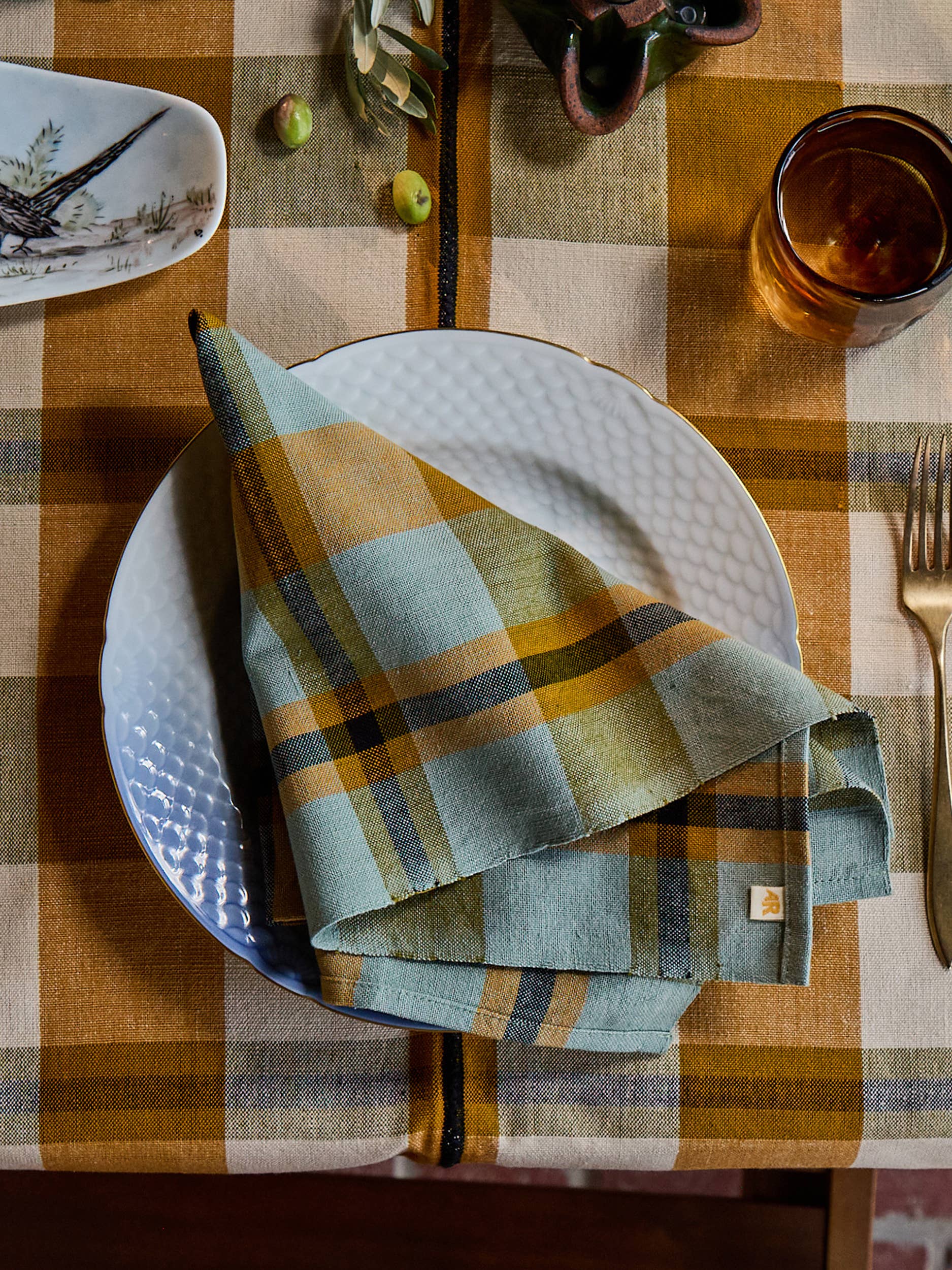 Charleston Plaid Napkin Pair - Sage
