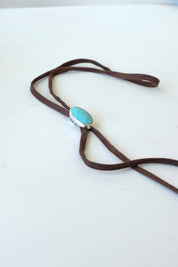 Sterling and Silk Stone Bolo Tie Necklace